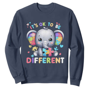 Cute Elephant Autism Awareness Sweatshirt Its Ok To Be Different TS01 Navy Printyourwear