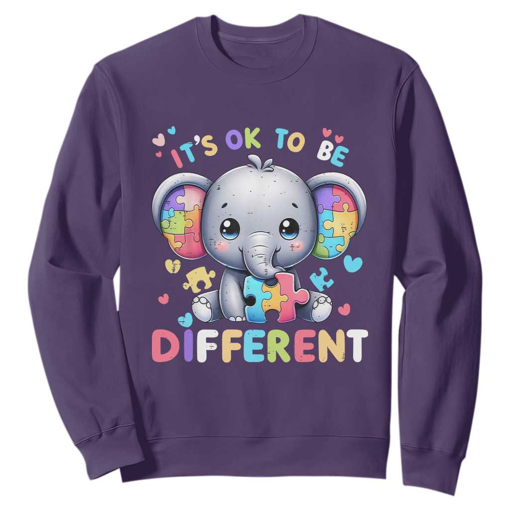 Cute Elephant Autism Awareness Sweatshirt Its Ok To Be Different TS01 Purple Printyourwear