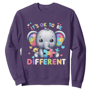 Cute Elephant Autism Awareness Sweatshirt Its Ok To Be Different TS01 Purple Printyourwear