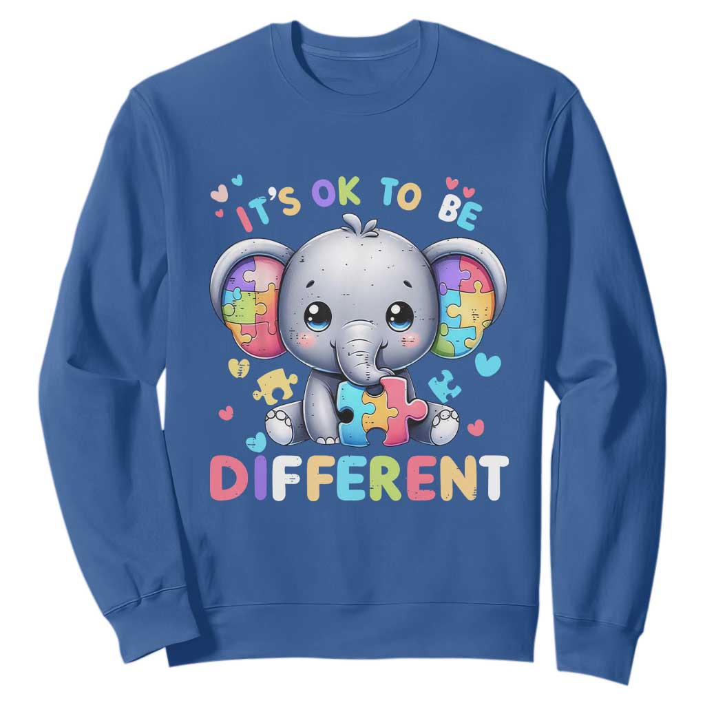 Cute Elephant Autism Awareness Sweatshirt Its Ok To Be Different TS01 Royal Blue Printyourwear