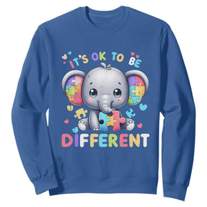 Cute Elephant Autism Awareness Sweatshirt Its Ok To Be Different TS01 Royal Blue Printyourwear