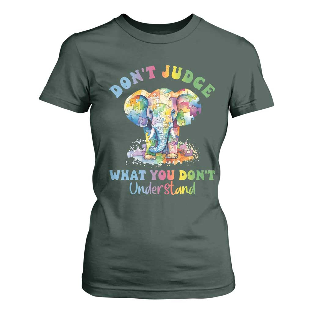 Autism Awareness Acceptance Elephant T Shirt For Women It's OK To Be Different TS01 Dark Forest Green Printyourwear