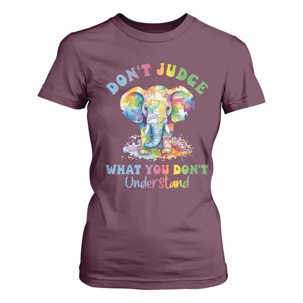 Autism Awareness Acceptance Elephant T Shirt For Women It's OK To Be Different TS01 Maroon Printyourwear