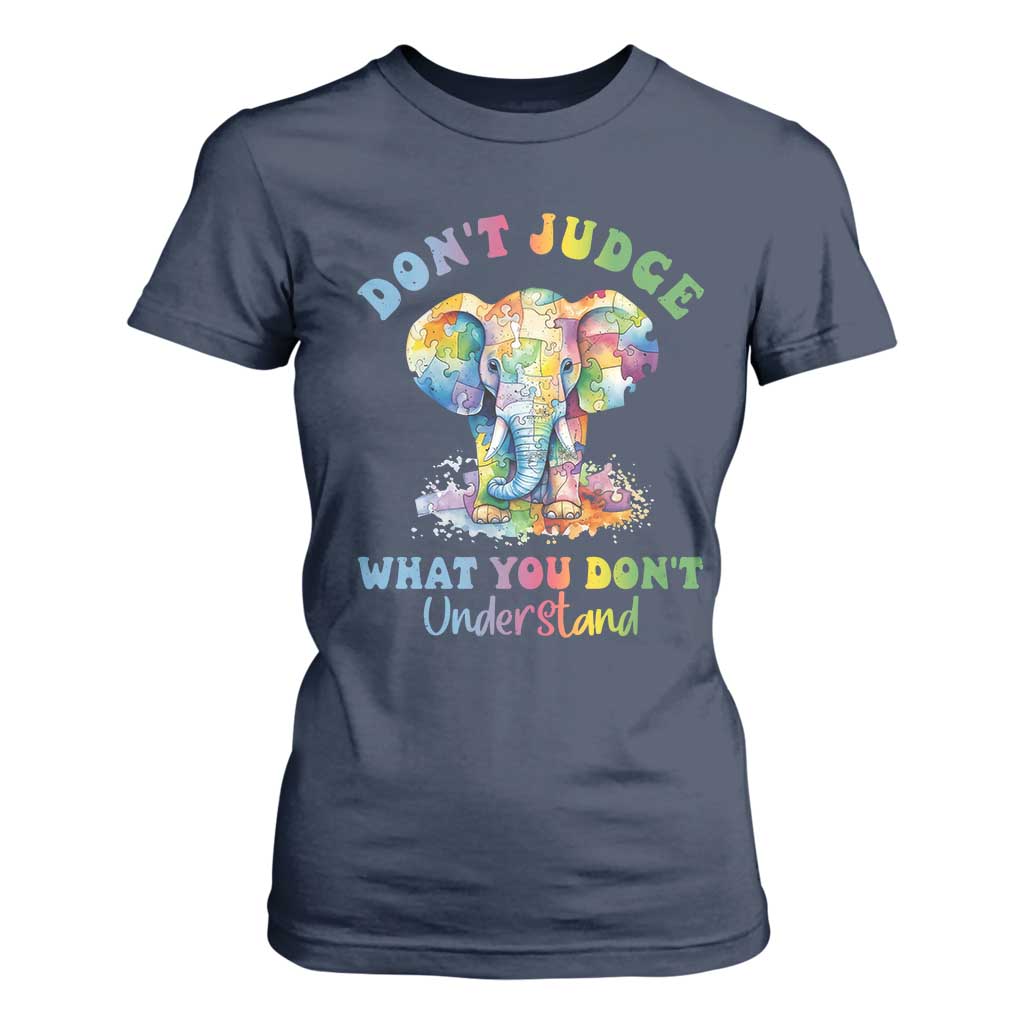 Autism Awareness Acceptance Elephant T Shirt For Women It's OK To Be Different TS01 Navy Printyourwear
