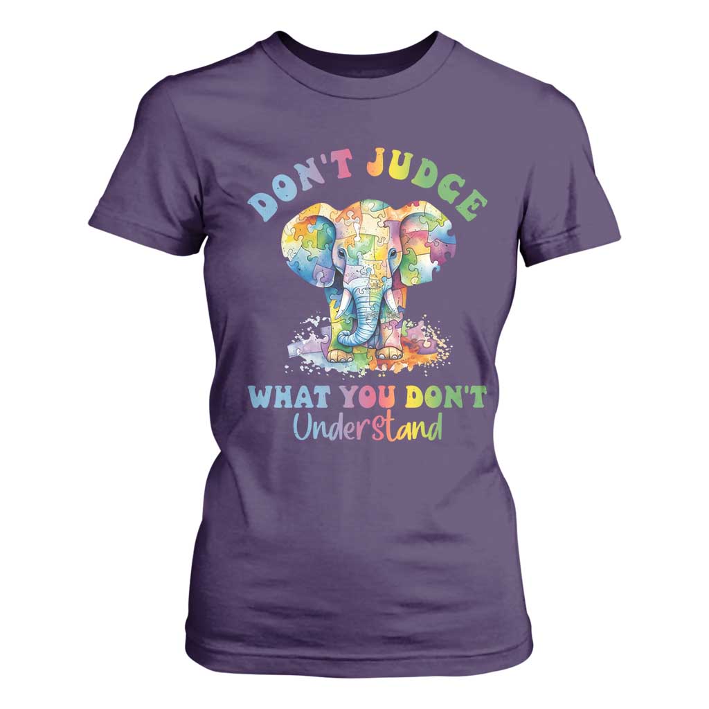Autism Awareness Acceptance Elephant T Shirt For Women It's OK To Be Different TS01 Purple Printyourwear