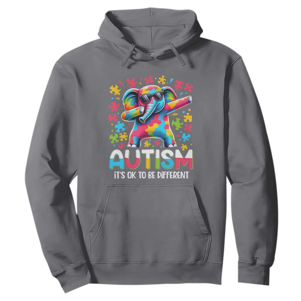 Autism Awareness Dabbing Elephant Hoodie Its Ok To Be Different TS01 Charcoal Printyourwear