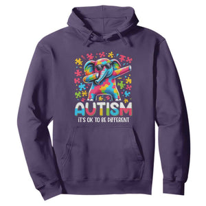 Autism Awareness Dabbing Elephant Hoodie Its Ok To Be Different TS01 Purple Printyourwear