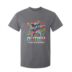 Autism Awareness Dabbing Elephant T Shirt For Kid Its Ok To Be Different TS01 Charcoal Printyourwear