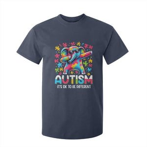 Autism Awareness Dabbing Elephant T Shirt For Kid Its Ok To Be Different TS01 Navy Printyourwear