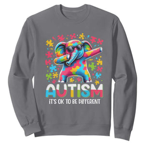Autism Awareness Dabbing Elephant Sweatshirt Its Ok To Be Different TS01 Charcoal Printyourwear