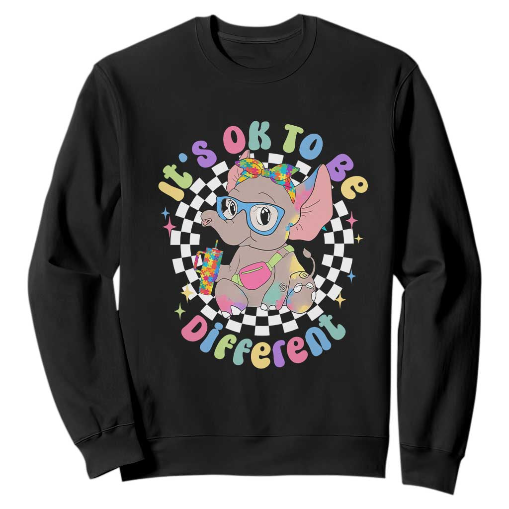 Support Autism Sweatshirt It's Okay To Be Different Funny Elephant TS01 Black Printyourwear