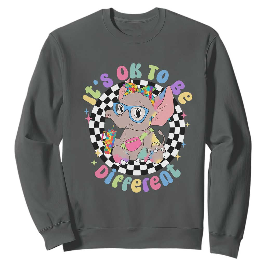 Support Autism Sweatshirt It's Okay To Be Different Funny Elephant TS01 Dark Heather Printyourwear
