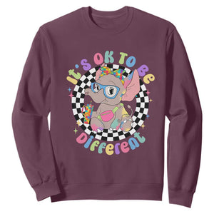 Support Autism Sweatshirt It's Okay To Be Different Funny Elephant TS01 Maroon Printyourwear