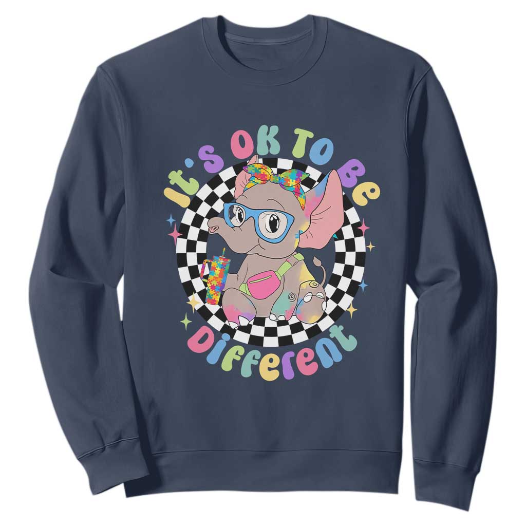 Support Autism Sweatshirt It's Okay To Be Different Funny Elephant TS01 Navy Printyourwear