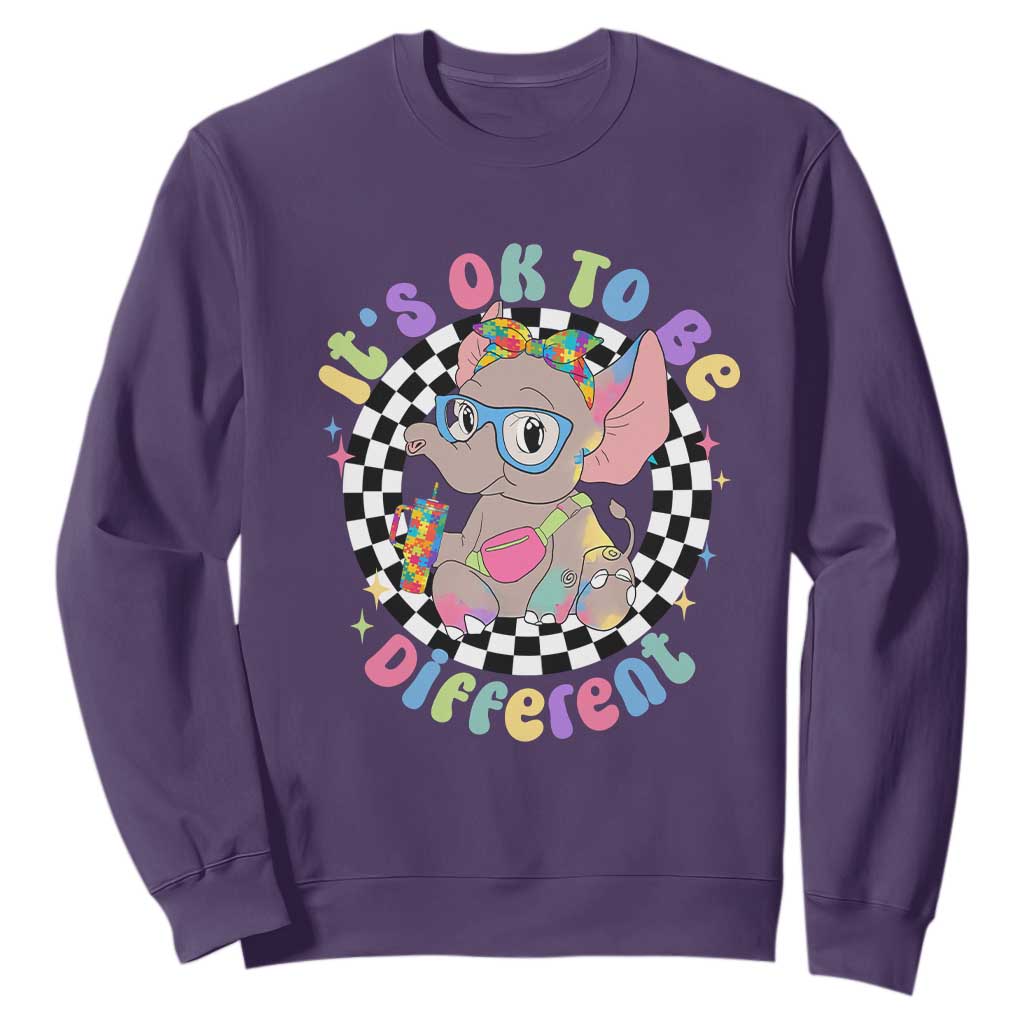 Support Autism Sweatshirt It's Okay To Be Different Funny Elephant TS01 Purple Printyourwear