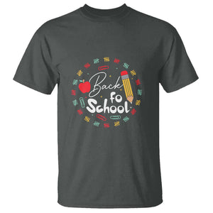 Teacher & Kids Back to School Tee T Shirt First Day of School Pencil Theme TS01 Dark Heather Print Your Wear