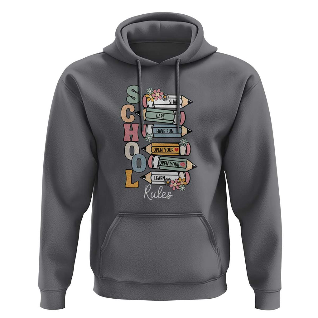 Back to School Teacher Hoodie Classroom Rules, Share, Care, Learn TS01 Charcoal Print Your Wear