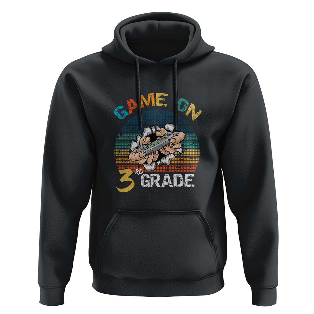 Game On 3rd Grade Hoodie Funny Back to School Gamer Level Unlocked TS01 Black Print Your Wear