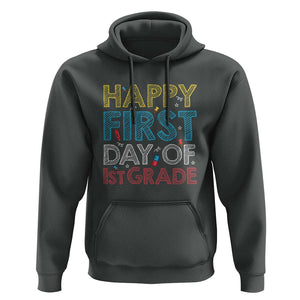Happy First Day of 1st Grade Hoodie Back to School for Girls & Boys TS01 Dark Heather Print Your Wear
