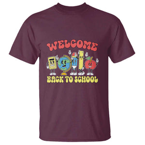 Welcome Back to School T Shirt Happy First Day for Teachers, Boys, & Girls TS01 Maroon Print Your Wear