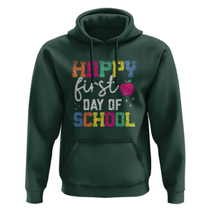 First Day of School Hoodie Happy Design for Teachers & Students TS01 Dark Forest Green Print Your Wear