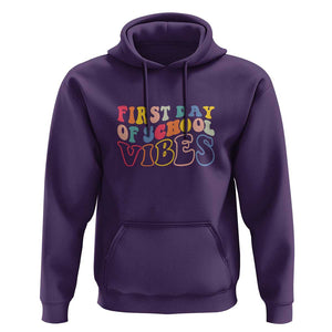 First Day of School Vibes Hoodie Happy Back to School for Teachers TS01 Purple Print Your Wear