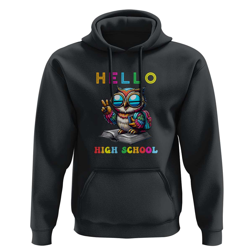 Hello High School Owl Lover Hoodie Back to School for Boys & Girls TS01 Black Print Your Wear