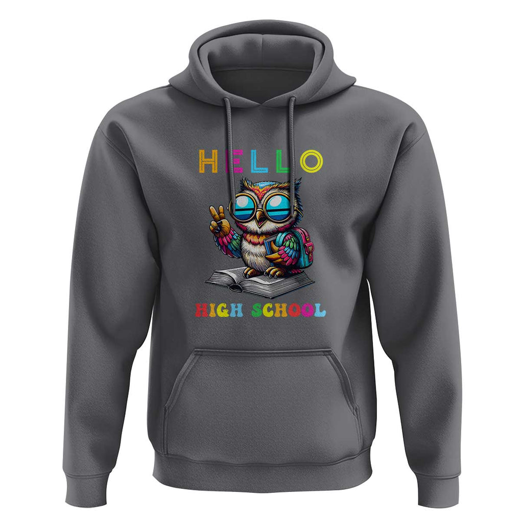Hello High School Owl Lover Hoodie Back to School for Boys & Girls TS01 Charcoal Print Your Wear