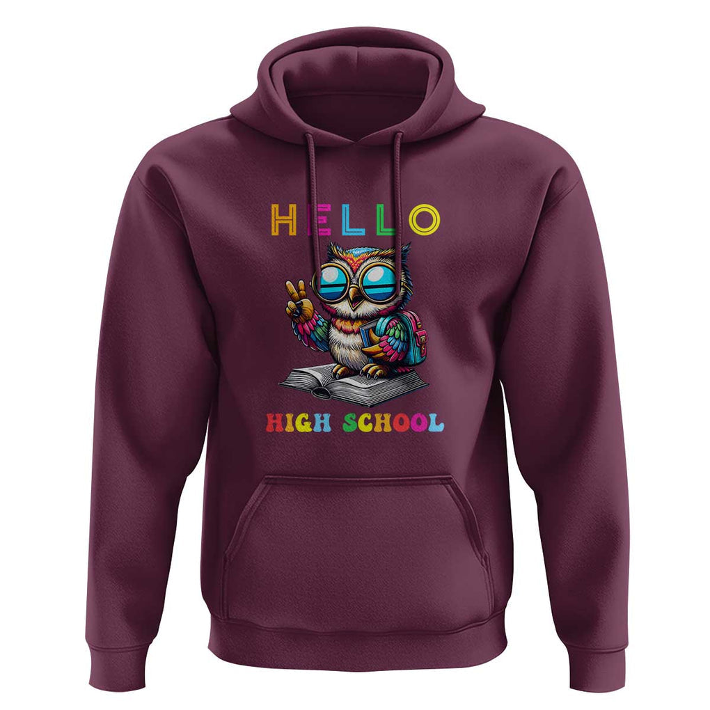 Hello High School Owl Lover Hoodie Back to School for Boys & Girls TS01 Maroon Print Your Wear