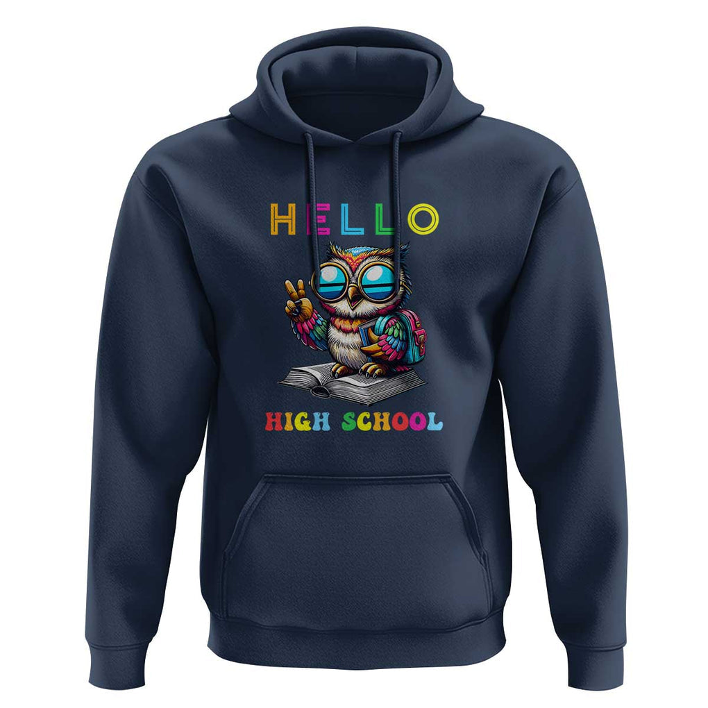 Hello High School Owl Lover Hoodie Back to School for Boys & Girls TS01 Navy Print Your Wear