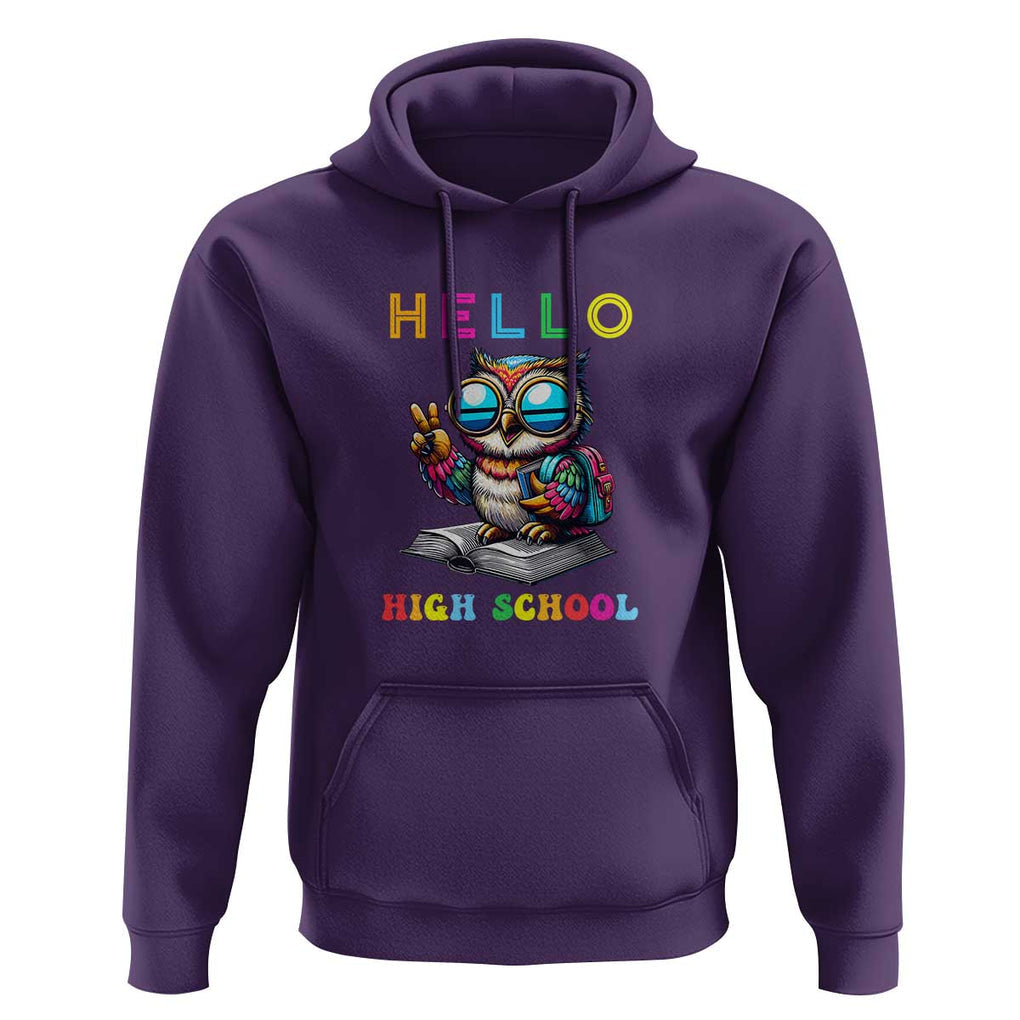 Hello High School Owl Lover Hoodie Back to School for Boys & Girls TS01 Purple Print Your Wear