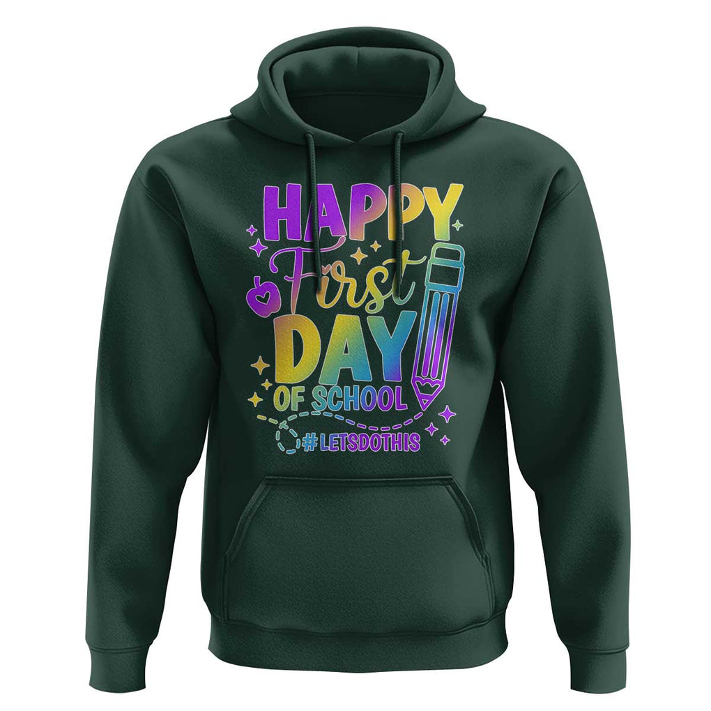 Happy First Day of School Kindergarten for Kids Hoodie Cute & Comfy Back-to-School Shirt TS01 Dark Forest Green Print Your Wear