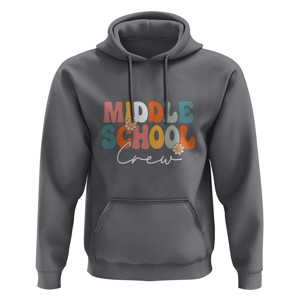 Retro Groovy Vintage Middle School Squad First Day of School Hoodie TS01 Charcoal Print Your Wear
