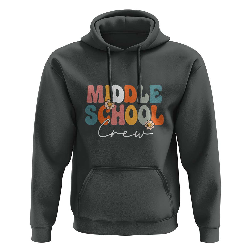Retro Groovy Vintage Middle School Squad First Day of School Hoodie TS01 Dark Heather Print Your Wear