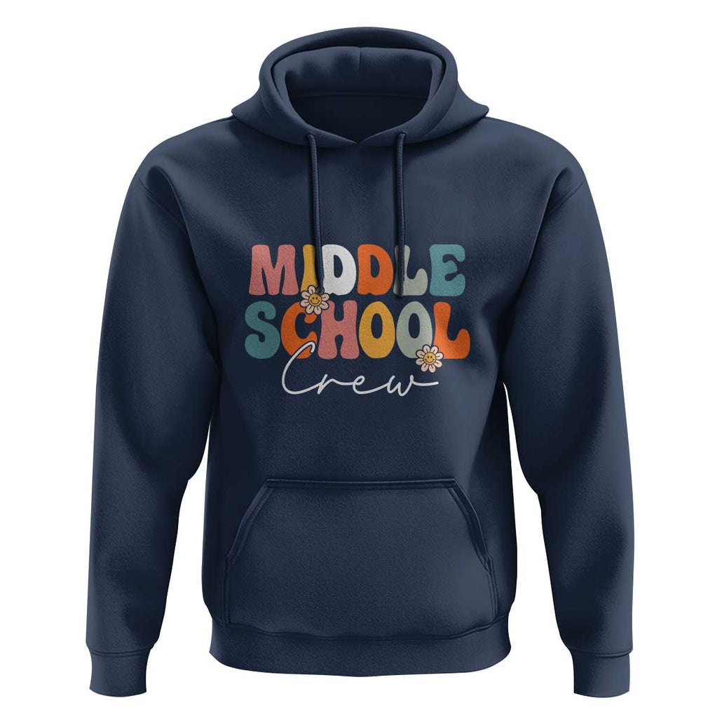 Retro Groovy Vintage Middle School Squad First Day of School Hoodie TS01 Navy Print Your Wear