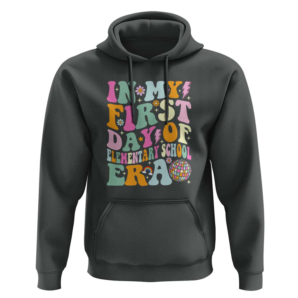 First Day of Elementary School Memories Hoodie Back to School for Kids TS01 Dark Heather Print Your Wear