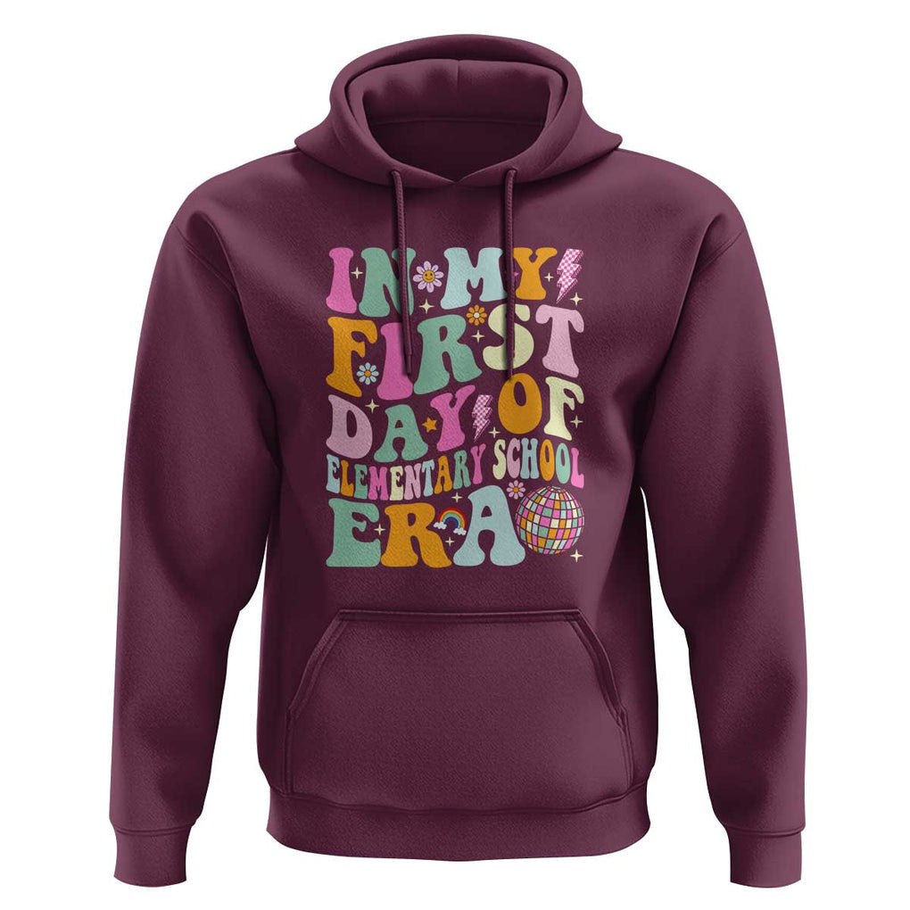 First Day of Elementary School Memories Hoodie Back to School for Kids TS01 Maroon Print Your Wear