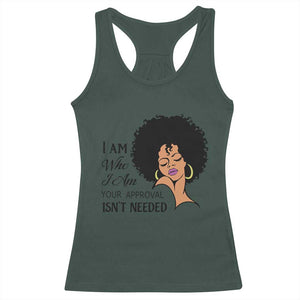Black Queen Racerback Tank Top Lady Curly Natural Afro African American Ladies TS01 Dark Forest Green Print Your Wear