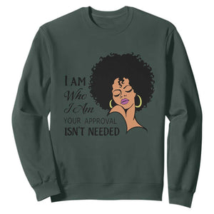 Black Queen Lady Curly Natural Afro African American Ladies Sweatshirt TS01 Dark Forest Green Printyourwear
