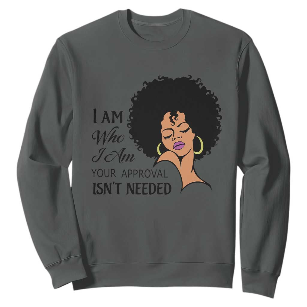 Black Queen Lady Curly Natural Afro African American Ladies Sweatshirt TS01 Dark Heather Printyourwear