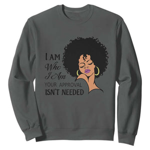 Black Queen Lady Curly Natural Afro African American Ladies Sweatshirt TS01 Dark Heather Printyourwear