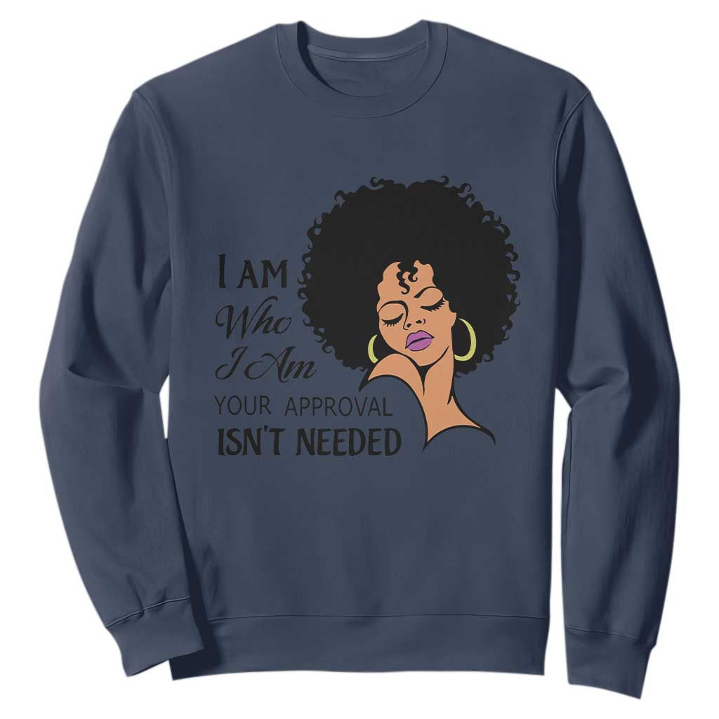 Black Queen Lady Curly Natural Afro African American Ladies Sweatshirt TS01 Navy Printyourwear