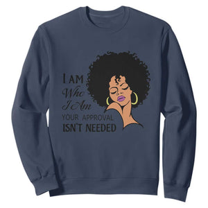 Black Queen Lady Curly Natural Afro African American Ladies Sweatshirt TS01 Navy Printyourwear