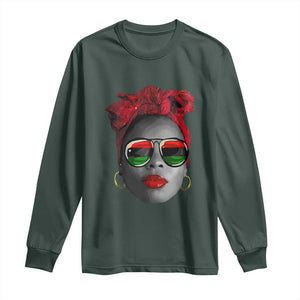 Black Queen Long Sleeve Shirt Dope Black Woman Pride BHM Juneteenth TS01 Dark Forest Green Print Your Wear