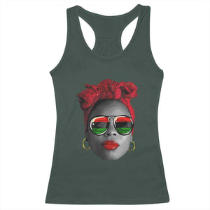 Black Queen Racerback Tank Top Dope Black Woman Pride BHM Juneteenth TS01 Dark Forest Green Print Your Wear