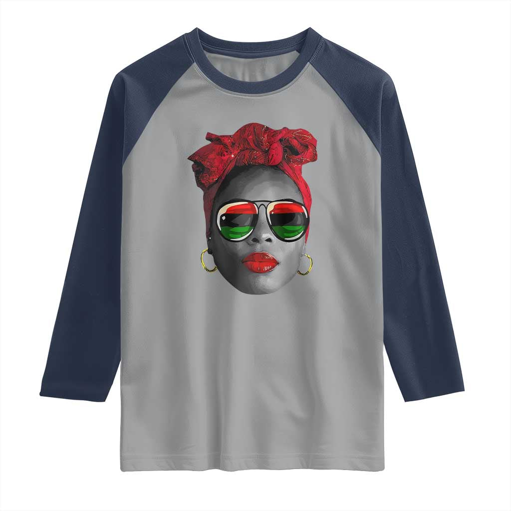 Black Queen Raglan Shirt Dope Black Woman Pride BHM Juneteenth TS01 Sport Gray Navy Print Your Wear