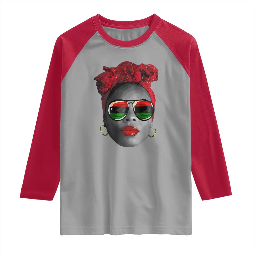 Black Queen Raglan Shirt Dope Black Woman Pride BHM Juneteenth TS01 Sport Gray Red Print Your Wear