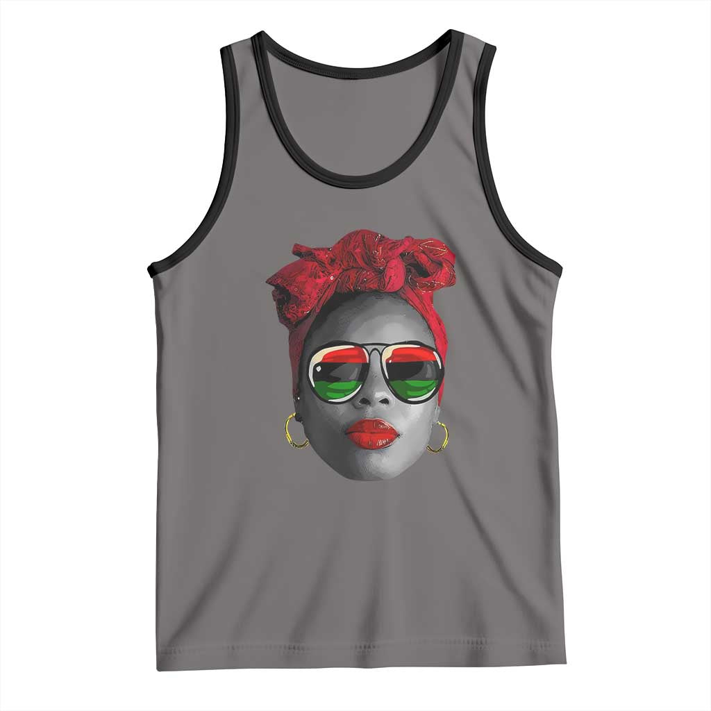 Black Queen Tank Top Dope Black Woman Pride BHM Juneteenth TS01 Deep Heather Black Print Your Wear