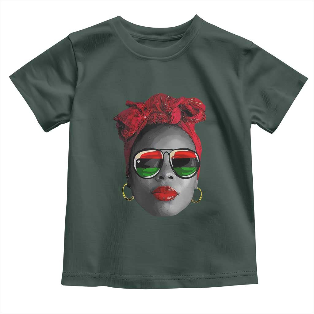 Black Queen Toddler T Shirt Dope Black Woman Pride BHM Juneteenth TS01 Dark Forest Green Print Your Wear