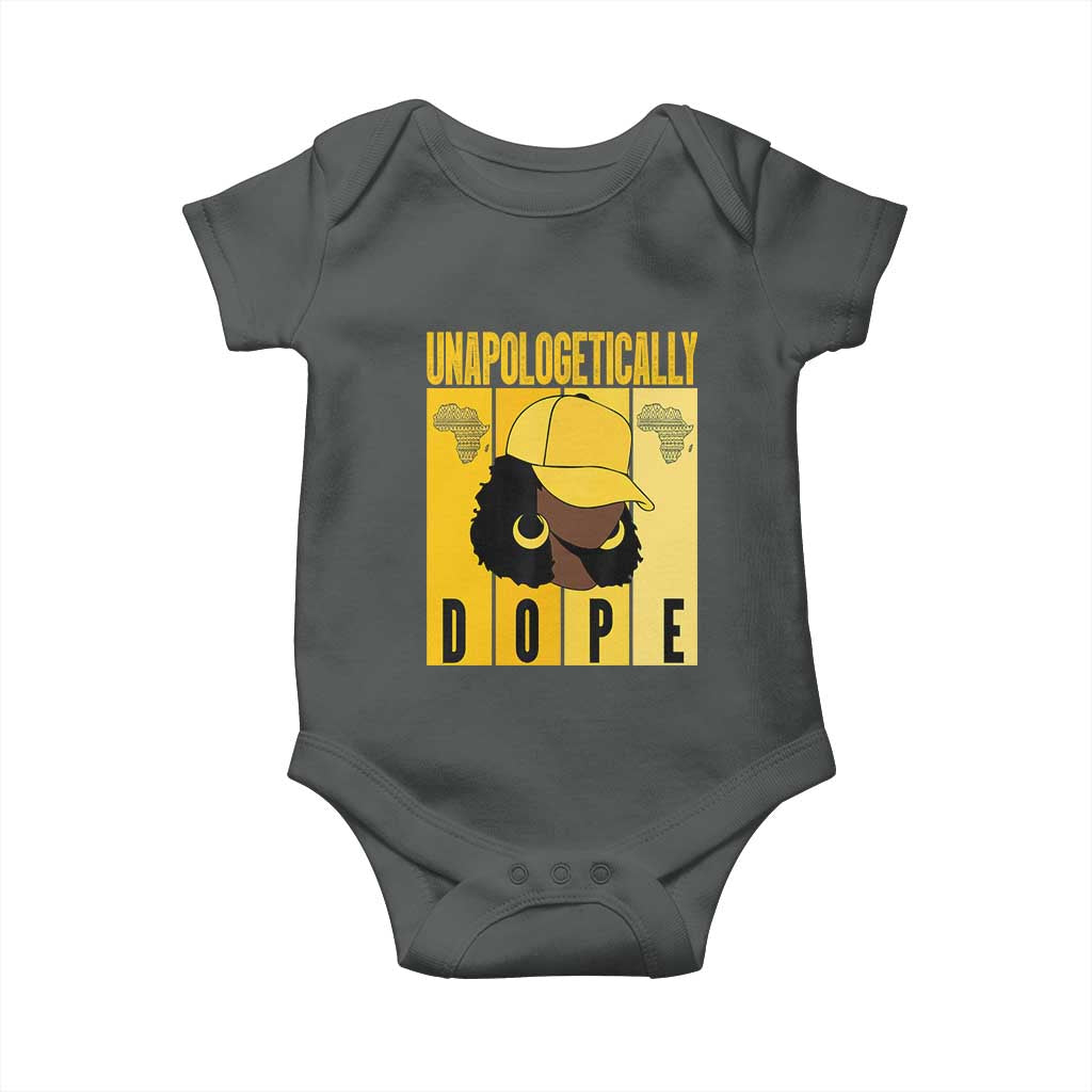 Unapologetically Dope Baby Onesie Black History Month African America TS01 Dark Heather Print Your Wear